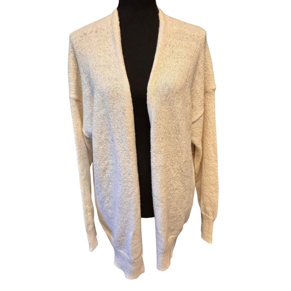 Melrose And Market NWT Open Front Cardigan L Cream Oversized Lagenlook Sweater - Picture 2 of 8